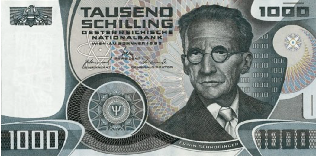 Erwin Schrödinger auf der 1000 Schilling Banknote